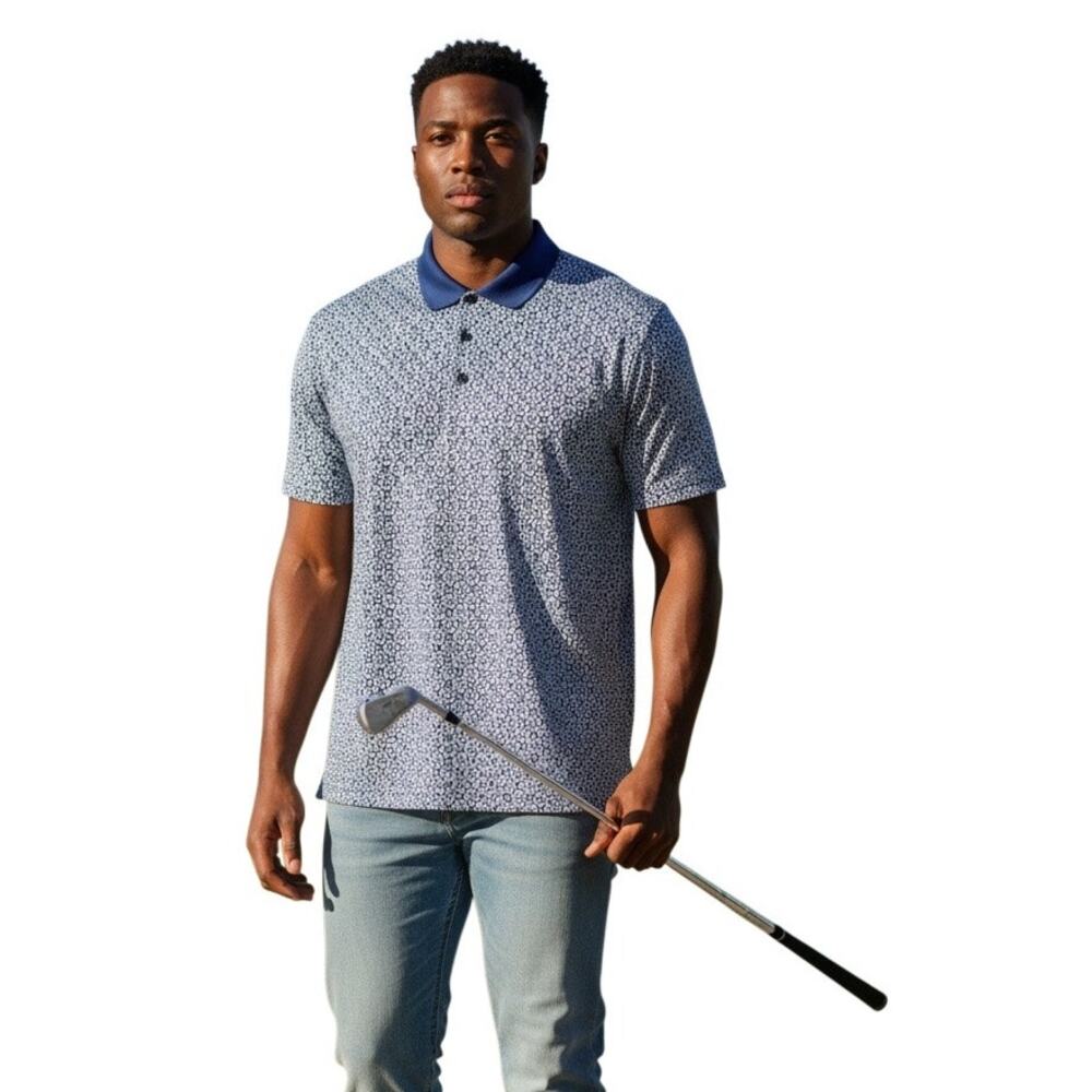 Redvanly Blake Performance Golf Polo in Mazarine Blue Size XL